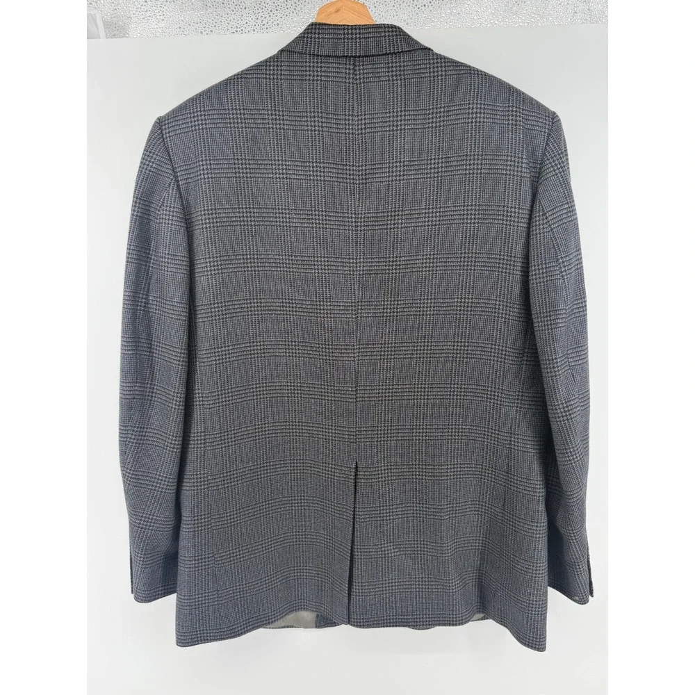 Oscar de la Renta Men's 42R Glen Plaid Houndstooth Lambs Wool Blazer Jacket 0853